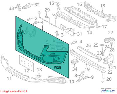 2013 Audi Q5 Front Bumper Cover Used OEM 8R0807065AGRU