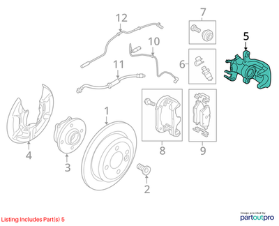 2012 Mini Cooper Left Rear Caliper Housing Used OEM 34216784645
