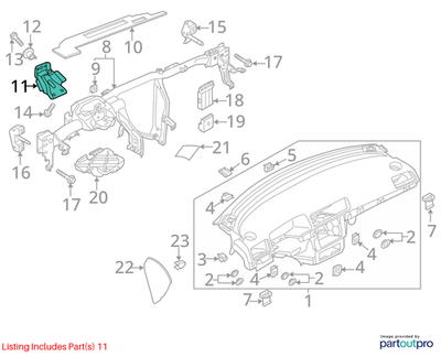 2011–2015 VW Jetta Instrument Panel Cross-Member Brace Used OEM 1K1858383A