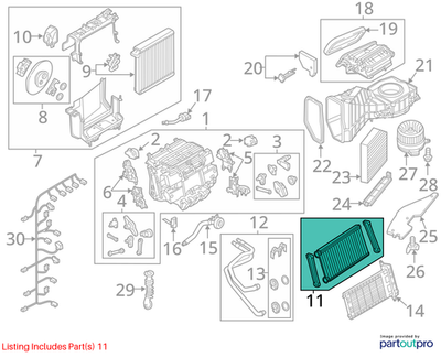 2011-2018 Audi Heater Core Front Used OEM 4H0898037