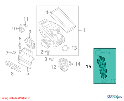 Audi 2013-2016 Audi A4 Engine Air Intake Hose 06H129629J