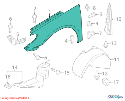 2012 Volkswagen CC Right Front Fender Used OEM 3C8821022