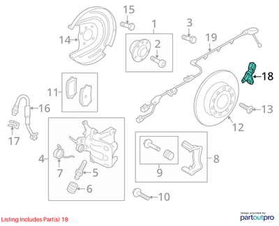 2012–2024 VOLKSWAGEN AUDI SEAT RIGHT ABS WHEEL SPEED SENSOR USED OEM WHT003856