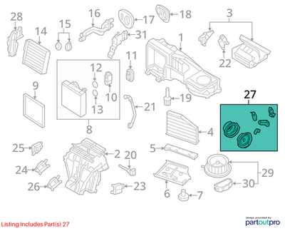2012–2014 VW Golf/Jetta HEATER-MODE DOOR LEVER USED OEM 1K1898001