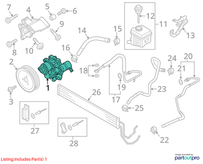 Audi 2004-2006 A3 Power Steering Pump 4E0145155N