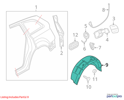 Audi 2007-2015 Q7 Quarter Panel Splash Shield 4L0810171C