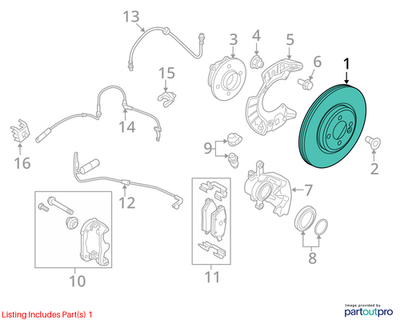 2011–2015 Mini Cooper Front Brake Disc Rotor Used OEM 34116858651