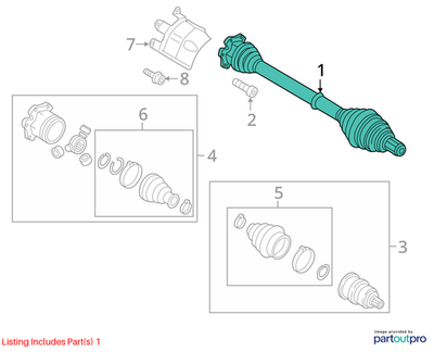 2011-2018 Audi Q5 Cv Axle Assembly 4G0407271F