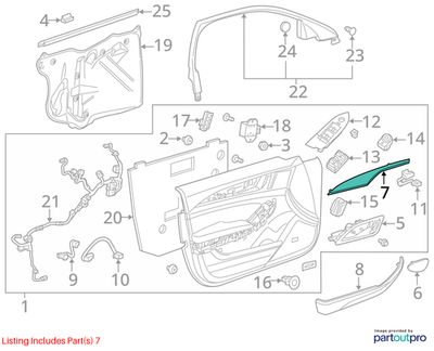 2018 Cadillac CTS Front Door Trim Panel Applique Left Used OEM 23205658