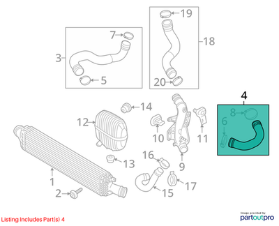 2012 Audi A4 Intercooler/Charge-air Pipe Used OEM 8K0145709H