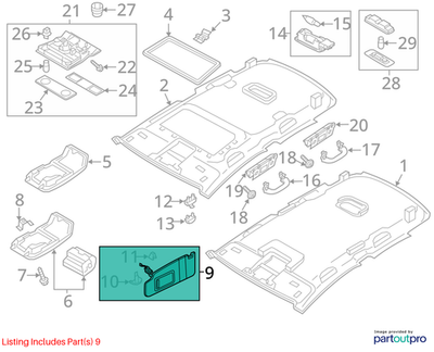 Volkswagen 2012-2022 Volkswagen Passat Sun Visor 561857551A2F4