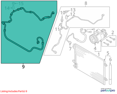 Volkswagen 2014-2021 Passat A/C Refrigerant Suction Hose 561820743E
