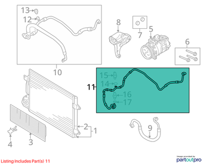 2011–2015 VW Jetta A/C Refrigerant Liquid Hose Used OEM 5C0820741A