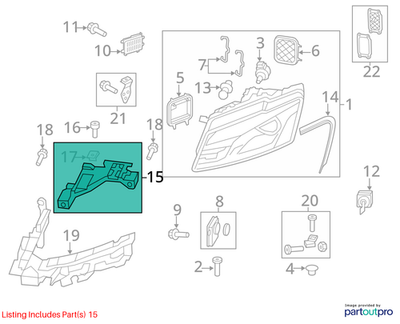 Audi 2009-2012 Q5 Headlight Mounting Panel Bracket 8R0941453