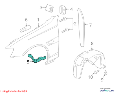 2009 Chevrolet Lumina S Left Lower Rear Front Fender Bracket Used OEM 92161363