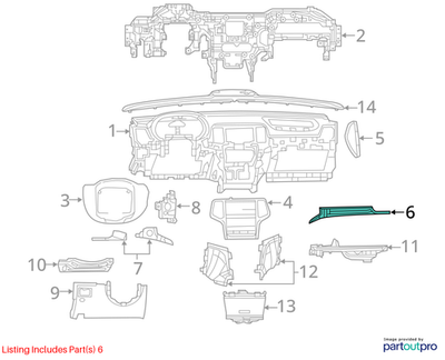 2015 Jeep Grand Cherokee Right Carbon Fiber Dash Applique Used OEM 1WZ99AAAAB