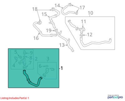 Volkswagen Radiator Coolant Hose 5C0122051N