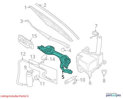 Jaguar 2000-2008 S-Type Windshield Wiper Motor And Linkage XR856070