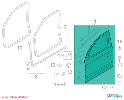 2012 Audi A8 Quattro Front Left Door Shell Used OEM 4H0831051B