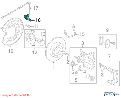 2011–2015 VW Jetta Rear Right ABS Wheel Speed Sensor Used OEM WHT003858