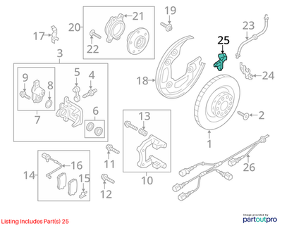 2012–2018 Audi A6 / A7 ABS Wheel Speed Sensor Used OEM 4E0927804F