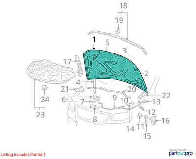 2012 Volkswagen CC Hood / Bonnet Panel Used OEM 3C8823031B