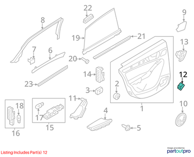 2010–2012 AUDI A4 Front Right Window Regulator Switch USED OEM 8K0959855AV10