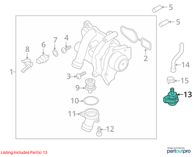 2012 Audi A4 Auxiliary Engine Cooling Water Pump Used OEM 06H965561