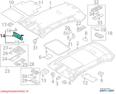 Volkswagen 2021-2025 Volkswagen Jetta Sun Visor 5C6857551A2F4