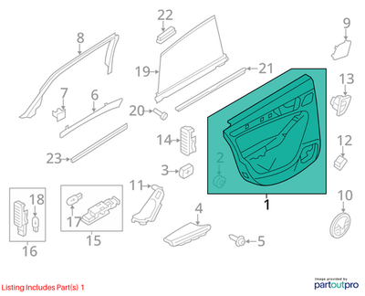 Audi Q5 Door Trim Panel 2.0L TFSI Automatic Transmission 8R08673031CR