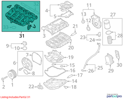 2014 Volkswagen Jetta Engine Intake Manifold Used OEM 06L133201FB