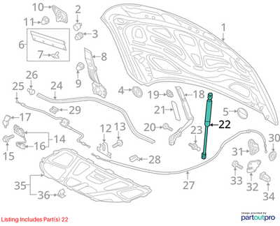 2014–2018 Audi A6 / A7 Hood Lift Strut USED OEM 4G8823359A