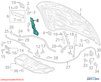 Audi 2016-2018 A7 Hood Latch Striker Plate 4G8823480C