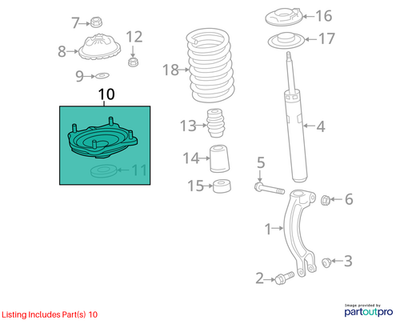 2008–2016 Audi A6 Avant C7 Front Upper Coil Spring Seat Used OEM 4G0412065C