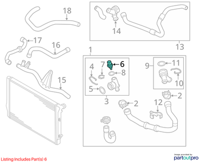 2012 VW Jetta Engine Coolant Temperature Sensor Used OEM 06A919501A