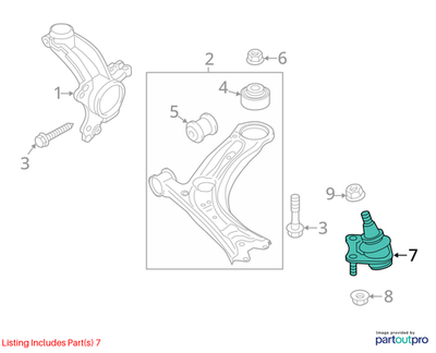2012 VW Jetta Front Left Lower Ball Joint Used OEM 1K0407365C