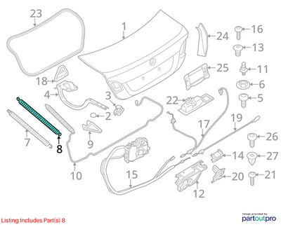 2011–2016 BMW Rear Right Trunk Lid Tension Spring USED OEM 51247204367