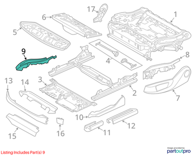 2013 BMW 520i F10 Front Left Outer Seat Rail Cover Used OEM 52109157173