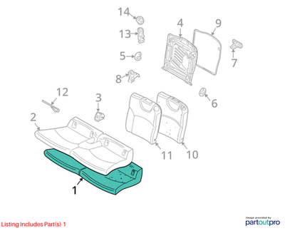 2011–2015 Mini Cooper Rear Seat Cushion Pad / Foam Section Used OEM 52207277606