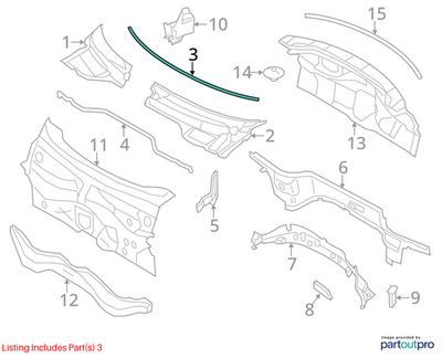 2007–2015 Mini Cooper Windshield Cowl Seal Strip OEM 51312756196
