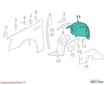 Cadillac 2008-2015 CTS Front Wheelhouse Rear Liner 20851000