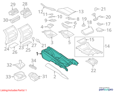 2011–2016 BMW 520i Centre Console Base OEM 51169288908