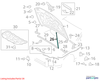 2010-2012 AUDI A4 FRONT LEFT HOOD STRUT SHOCK SUPPORT USED OEM 8T0823359