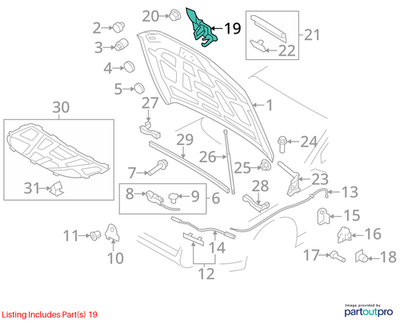 2010-2012 AUDI A4 CATCH HOOK FOR BONNET LOCK FRONT USED OEM 8T0823480