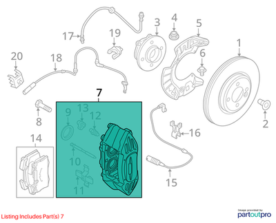 2012 Mini Cooper Left Front Piston Brake Caliper Housing OEM 34106856651
