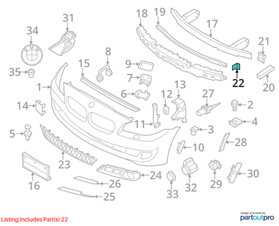 2011–2016 BMW 520i Front Right Bumper Reinforcement Bracket USED OEM 51647247666