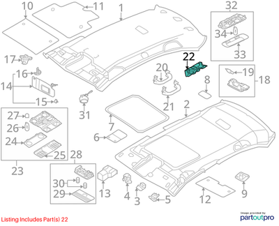 2011–2018 VW Jetta Rear Interior Grab Bar Bracket Used OEM 5C6858687E