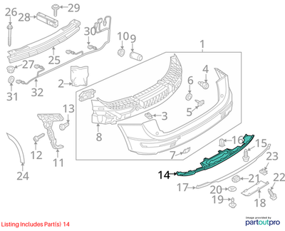 2015 Audi Q5 Rear Lower Valance Panel used OEM 8R0807833G1RR