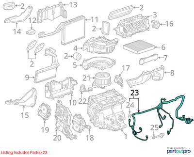 2018 Cadillac CTS A/C System Wiring Harness Used OEM 23406715