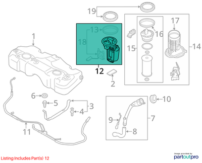 2012 Mini Cooper Fuel Pump Module + Level Sensor Used OEM 16112755083